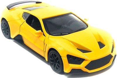 

Akrobo Die-Cast Metal Sport Car Pull Back with Operable Doors and Light and Music Gift for Kids Yellow(Yellow)