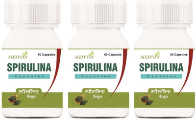

AlexVyan 270 Cap Organic Spirulina Ayurvedic Herbal 500 Mg Source Of Vitamin Iron Protein(270 No)