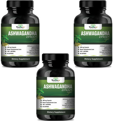 

VEDA MAXX Ashwagandha Vegetarian Tablet For Improve Energy, Strength & Stamina (Pack of 03)(500 mg)