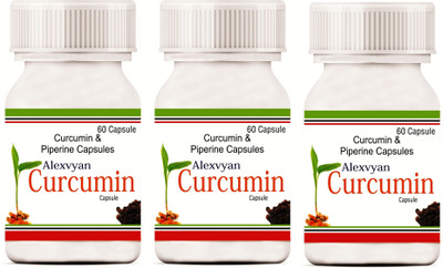 

AlexVyan 180 Capsule-Curcumin Veg Capsules with Piperine - 100% Ayurvedic(180 No)