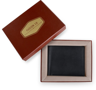 

FUSION 18 Boys Black Genuine Leather Wallet(3 Card Slots)