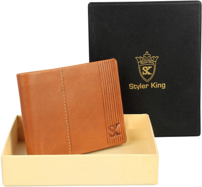 

Styler King Men Tan Genuine Leather Wallet(4 Card Slots)