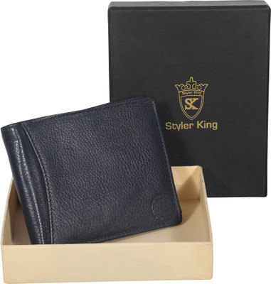 

Styler King Men Blue Genuine Leather Wallet(4 Card Slots)