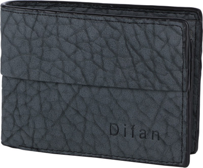 

OM Men Blue Genuine Leather Wallet(3 Card Slots)