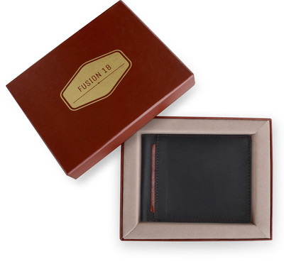 

fusion 18 Men Black Genuine Leather Wallet(3 Card Slots)