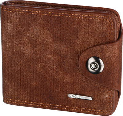 

OM Men Brown Genuine Leather Wallet(3 Card Slots)