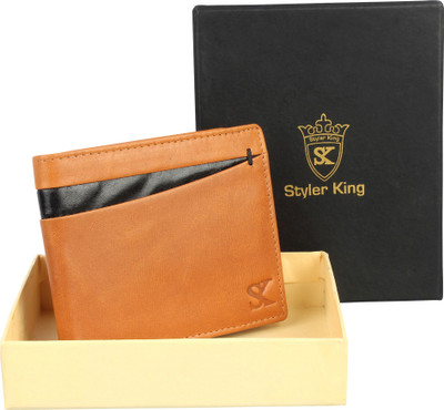 

Styler King Men Tan Genuine Leather Wallet(8 Card Slots)