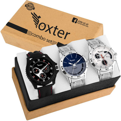 

Foxter Combo Of Three Metallic And Leather Super Quality Watch Watch - For Men