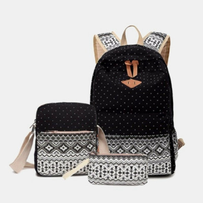 

Lacira PRINTED CANVAS BACKPACK (SET OF 3) BLACK 35 L Laptop Backpack(Black)