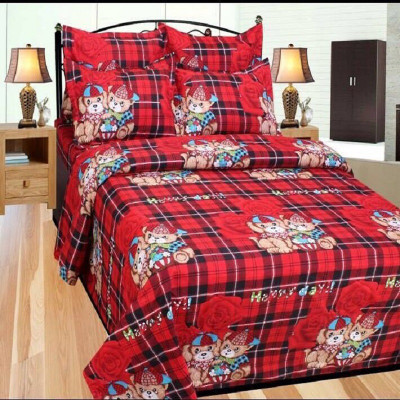 

HOMELY VIBES 250 TC Polycotton Double Floral Bedsheet(Pack of 1, Red)