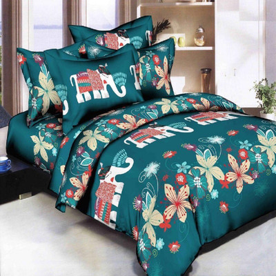 

HOMELY VIBES 140 TC Cotton Double King Animal Bedsheet(Pack of 1, Green)