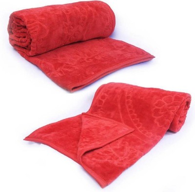 Changers Floral, Solid Double Mink Blanket for  Mild Winter(Microfiber, Red)