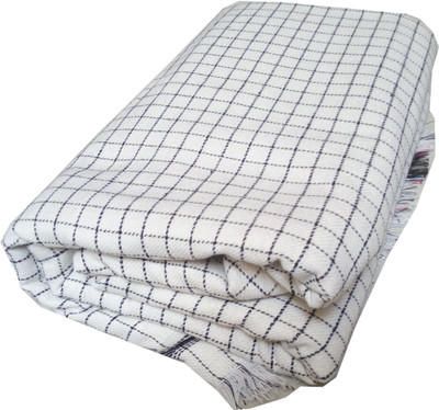 Flamant Checkered Single Throw for  AC Room(Poly Cotton, White, Black)