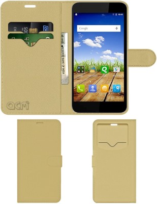 ACM Flip Cover for Micromax Canvas Mega E353(Gold, Cases with Holder, Pack of: 1)