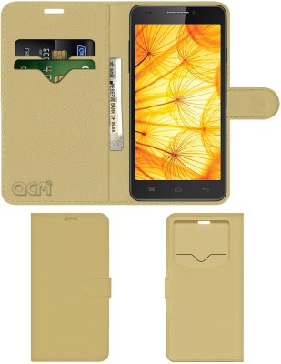 ACM Flip Cover for Intex Aqua Xtreme 2(Gold, Cases with Holder, Pack of: 1)