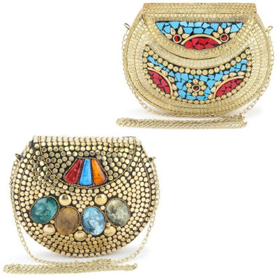 

Voila Party Multicolor, Gold Clutch, Gold;multicolor