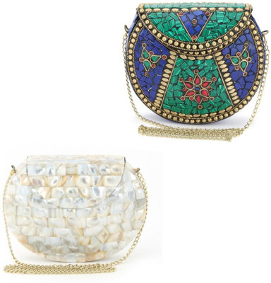 

Voila Party Green, White Clutch