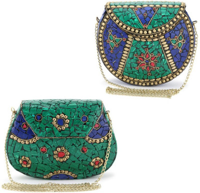 

Voila Party Blue, Green Clutch