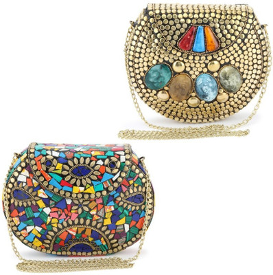 

Voila Party Blue, Multicolor Clutch