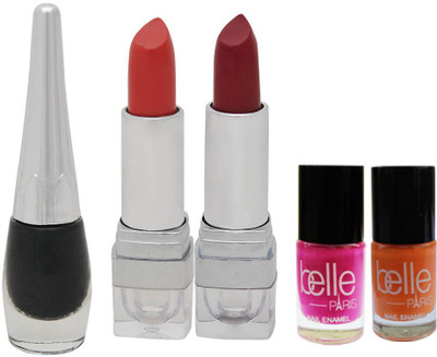 

Belle Set of 2 Nail paints + 2 Lipsticks + 1 Eye liner(Set of 5)