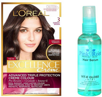 

Pink Root HAIR SERUM WITH L'OREAL DARKEST BROWN NO. 3 170GM(Set of 2)