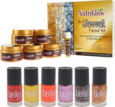 

NutriGlow Set of 1 Jewel facial kit + 6 Nail paints(Set of 7)