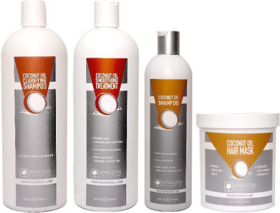 

AMAZON KERATIN COCONUT OIL CLARIFYING SHAMPOO, COCONUT OIL SMOOTHING TREATMENT, COCONUT OIL SHAMPOO, COCONUT OIL HAIR MASK(Set of 4)