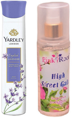

Pink Root HIGH STREET GALS MIST 200ML WITH YARDLEY LONDON ENGLISH LAVENDER DEO 150ML(Set of 2)