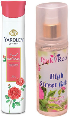 

Pink Root HIGH STREET GALS MIST 200ML WITH YARDLEY LONDON RED ROSES DEO 150ML(Set of 2)