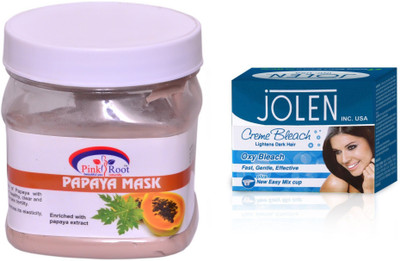 

Pink Root PAPAYA MASK 500ML WITH JOLEN OXY BLEACH CRÈME 35G(Set of 2)