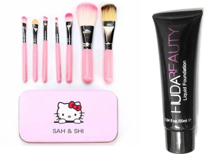 

Sah&Shi Makeup Brushes Set of 7 with Matte Liquid Foundation For All Skin type(Set of 2)