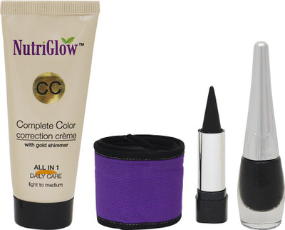 

NutriGlow Set of 1 CC cream + 1 Hand band + 1 Kajal + 1 Eye liner(Set of 4)