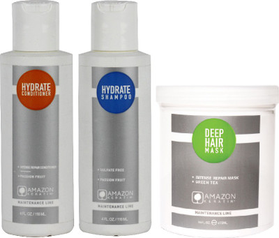 

AMAZON KERATIN Hydrate Shampoo, Hydrate Conditioner and Deep hair mask(Set of 3)