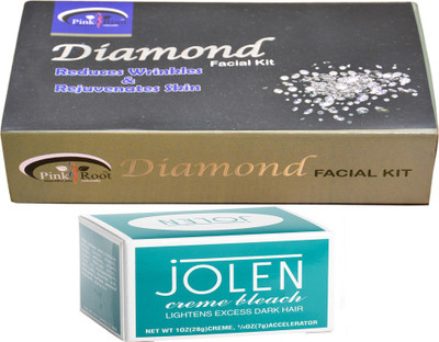 

Pink Root DIAMOND FACIAL KIT 83GM WITH JOLEN Creme Bleach(Set of 2)