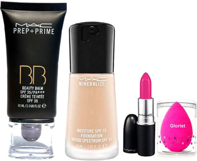 

glorist Puff &Beauty Balm Cream & Moisture Foundation & Candy Yum Yum Lipstick(Set of 4)