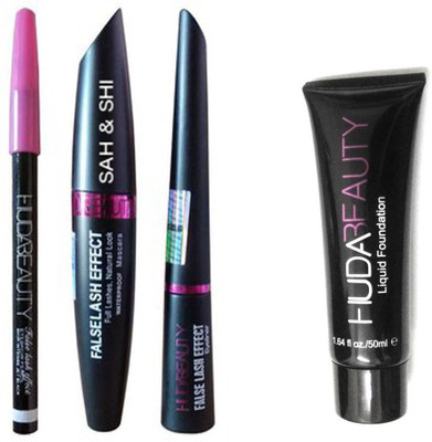 

Sah&Shi Mascara with Huda Eyeliner & Eyebrow Pencil And Huda Matte Liquid Foundation(Set of 2)
