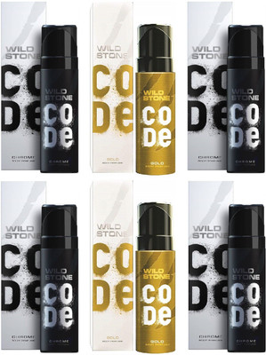 

Wild Stone 2 Gold & 4 Chrome Perfume Body Spray - For Men(720 ml, Pack of 6)