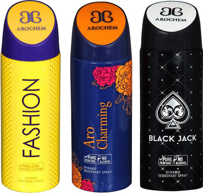 

AROCHEM FASHION , ARO CHARMING AND BLACK JACK DYNAMIC PURE Deodorant Spray - For Men & Women(200 ml)