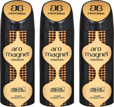 

AROCHEM ARO MAGNET , ARO MAGNET AND ARO MAGNET DYNAMIC PURE Deodorant Spray - For Men & Women(200 ml, Pack of 3)