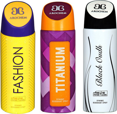 

AROCHEM FASHION , TITANIUM AND BLACK OUDH DYNAMIC PURE Deodorant Spray - For Men & Women(200 ml)