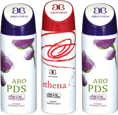 

AROCHEM ARO PDS , ETHENA AND ARO PDS DYNAMIC PURE Deodorant Spray - For Men & Women(200 ml, Pack of 3)