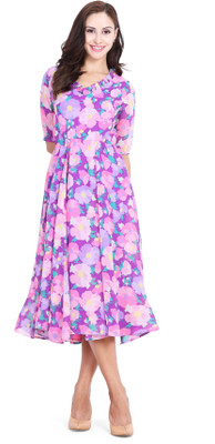 shaper Women A-line Purple Knee Length Dress