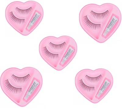 JOTKAPARKASH False-Fake Thick Eyelashes With Glue Set Natural (Pair of 5)(Pack of 5)