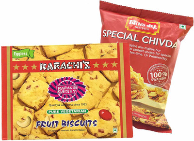 

Mithai4all Diwali Gift Hamper of Fruit Biscuits, Special Chiwda with Paper Bag Combo(1 Hamper)