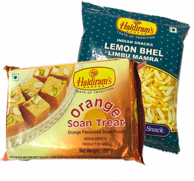 

Mithai4all Diwali Gift Hamper of Orange Soan Papdi, Lemon Bhel with Paper Bag Combo(1 Hamper)