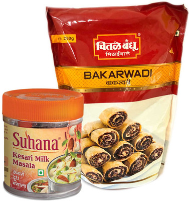 

Mithai4all Diwali Gift Hamper of Kesari Milk Masala, Bakarwadi with Paper Bag Combo(1 Hamper)