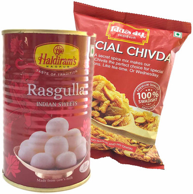 

Mithai4all Diwali Gift Hamper of Rasgulla, Special Chiwda with Paper Bag Combo(1 Hamper)