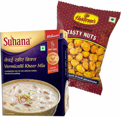 

Mithai4all Diwali Gift Hamper of Kheer Mix, Tasty Nuts (50gms) with Paper Bag Combo(1 Hamper)
