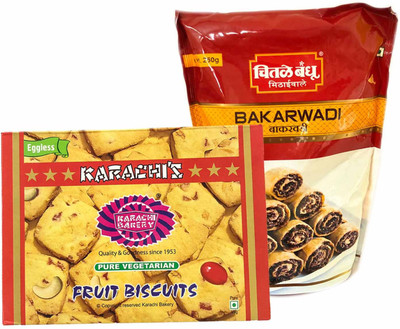 

Mithai4all Diwali Gift Hamper of Fruit Biscuits, Bakarwadi with Paper Bag Combo(1 Hamper)
