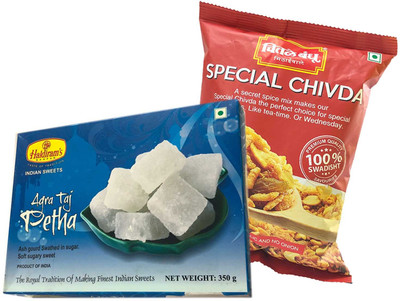 

Mithai4all Diwali Gift Hamper of Agra taj Petha, Special Chiwda with Paper Bag Combo(1 Hamper)